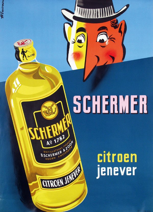 Poster by H. Euverman - Schermer citroen jenever